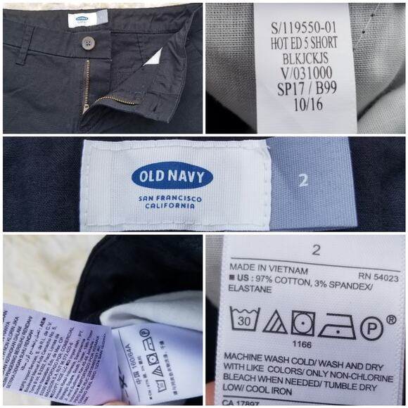 3 Shorts Stretch Cotton Khaki Old Navy Size 2 Solid Pink Black Blue Navy 3 Pair - Picture 12 of 13